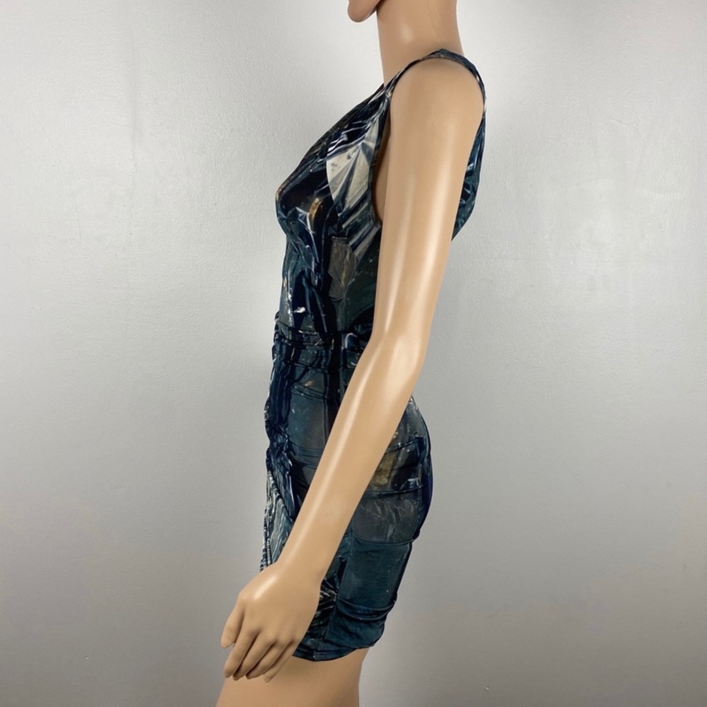 HELMUT LANG RUCHED FOIL PRINT TUNIC TANK TOP - Picture 5 of 7